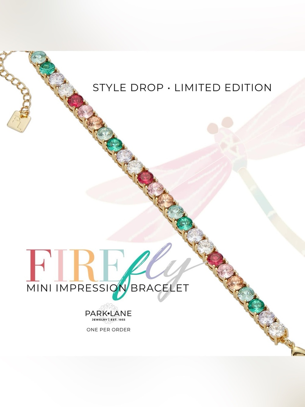 Park Lane 🦋 FIREFLY Mini Impression Bracelet Multicolor Crystals Tennis NEW